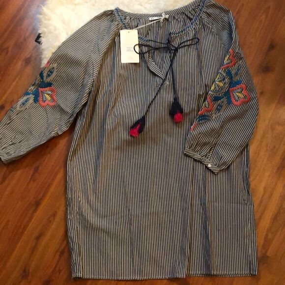 NWT Griffin striped oversized tunic top Tassels - Picture 1 of 9